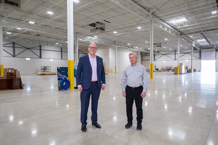 Brad Southwood and Greg Rizzo during the inauguration of the MacLean Additive facility
