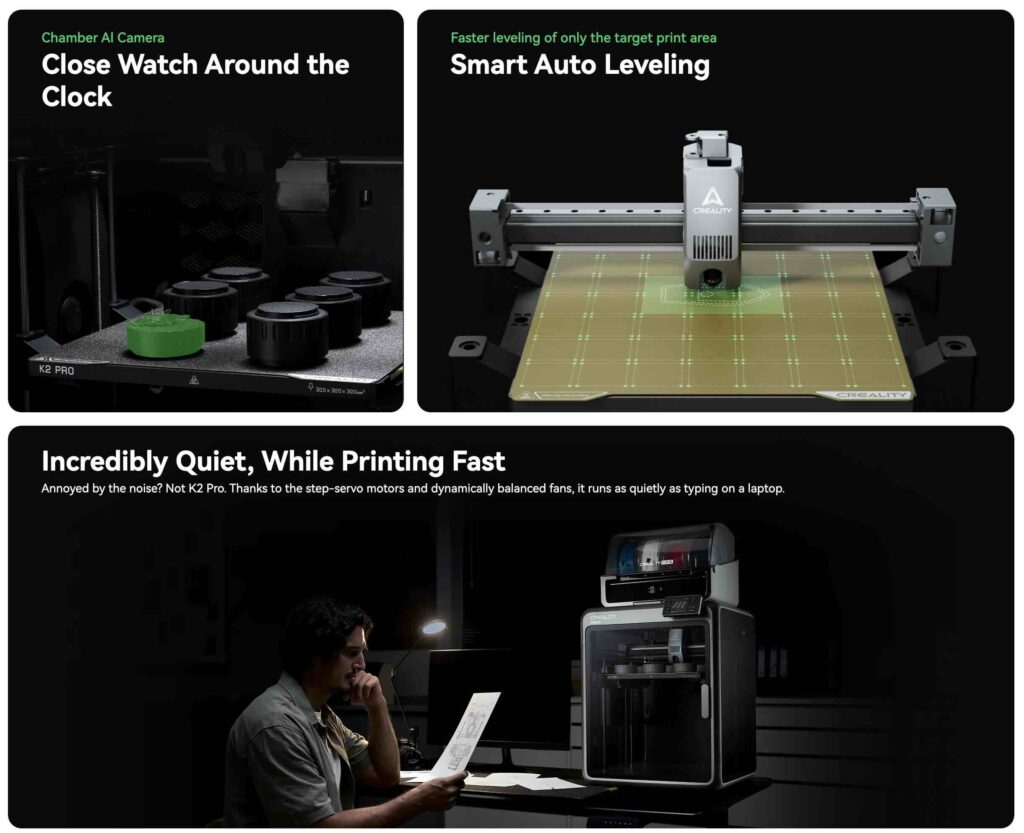 K2 Pro 3D printers boasts of advanced features