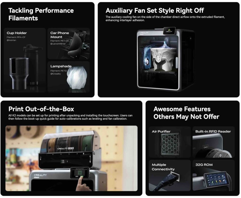 K2 Pro 3D printers boasts of advanced features