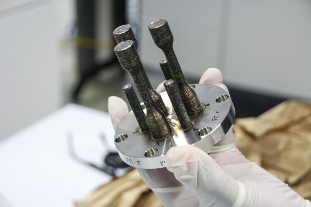 Metal specimens printed on the ground for ESA’s Metal 3D Printer investigation