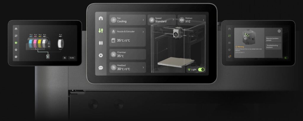 Bambu Lab P2S 2nd-Gen UI on 5-Inch Touchscreen