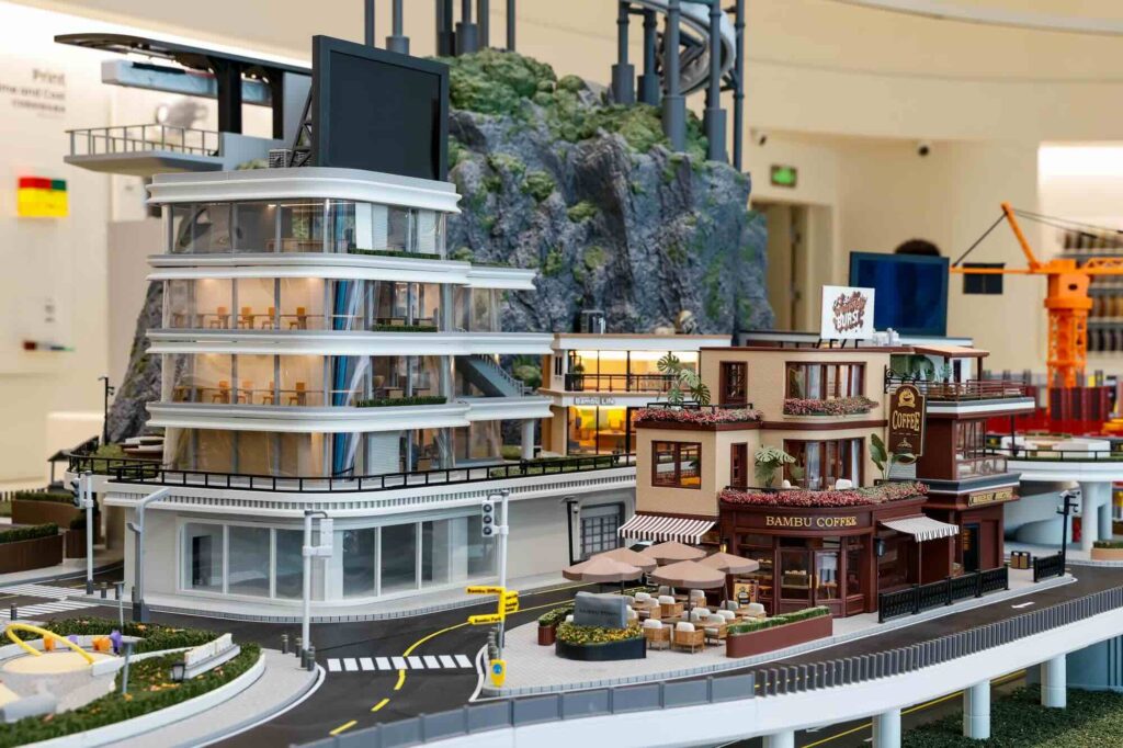 A complex large-scale installation in the Bambu Lab retail store