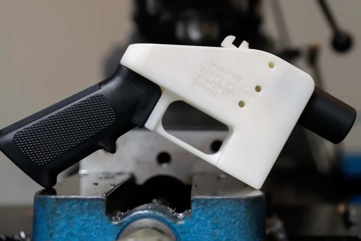 Representative image of a printed firearm receiver illustrating the target of the 3D printer ghost gun law