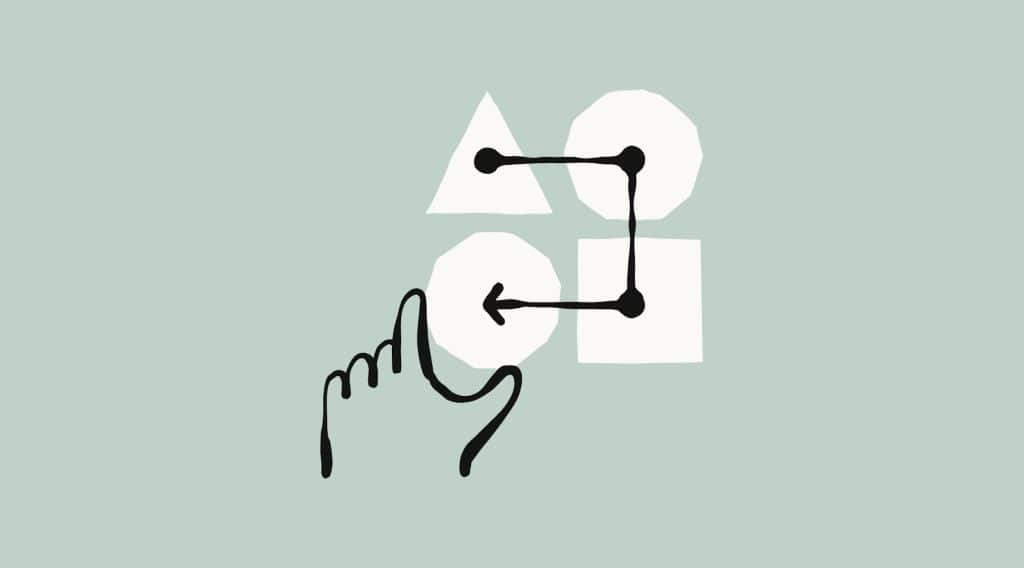 Anthropic's Claude for Creative Work illustration showing a stylised hand interacting with geometric shapes including a triangle, hexagons, and a square, connected by directional lines, representing the Claude for CAD and broader creative tool integration programme